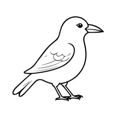Fototapeta premium Black and white line drawing of a bird in profile view. Simple avian illustration for coloring books or educational materials.