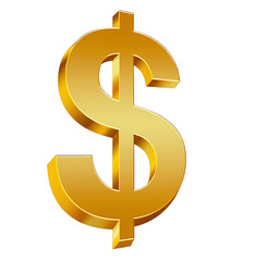 This image shows a large, golden dollar sign with a 3D effect.