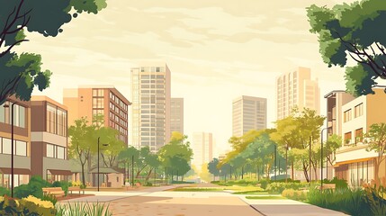 cityscape urban oasis with at dawn for peaceful morning experience modern architecture soft lighting skyline beauty harmonious lifestyle relaxation concept.