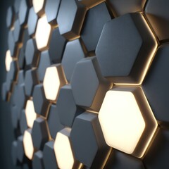 3D LED panel with matte grey finish and illuminated LED lights, offering a contemporary design.