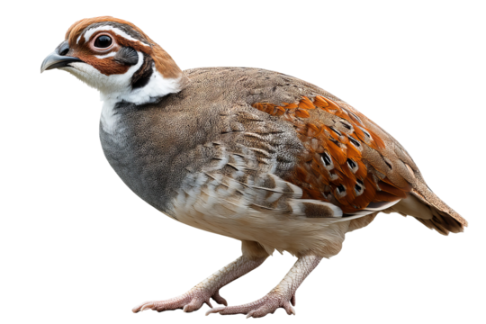 High detail isolated quail bird on transparent background PNG - wildlife nature subject perfect for cutout and digital design projects