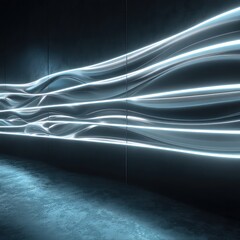 3D LED Panel with horizontal glowing streaks and LED waves for a modern and dynamic effect.