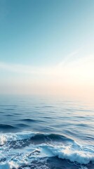Obraz premium Serene seascape, tranquil azure waters meeting the horizon with soft pastel hues