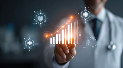 Doctor pointing to a health growth chart