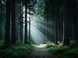 Obraz premium Sunlit Forest Path