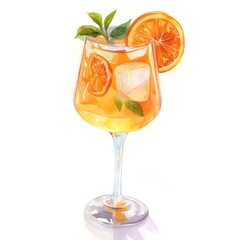 Fototapeta premium Aperitivo Tonic glass drink illustration.