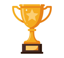 Golden Trophy Cup with Star Icon. Golden trophy cup with a star and sparkle, symbolizing victory, achievement, and excellence. Clean, flat design perfect for awards and competitions.