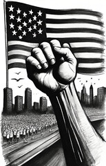 american flag in hand