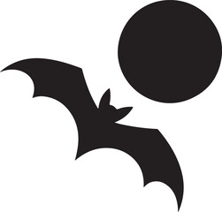 Bat Flying Over Moon Halloween Silhouette Vector