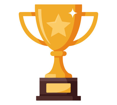 Golden Trophy Cup with Star Icon. Golden trophy cup with a star and sparkle, symbolizing victory, achievement, and excellence. Clean, flat design perfect for awards and competitions.
