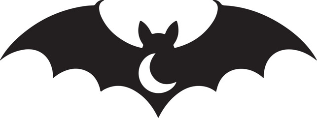 Bat Flying Over Moon Halloween Silhouette Vector