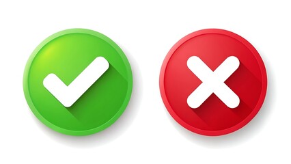 Green check mark and red cross symbols for yes or no choices