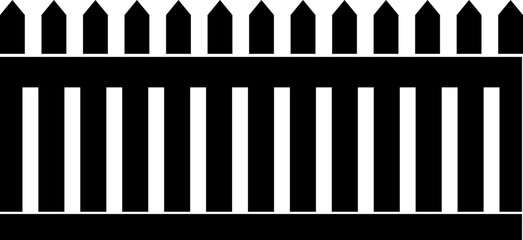 Wooden Fence Icon. Classic Garden Fencing Symbol. Simple Wooden Fence cassic picket fence that embodies simplicity and security with its clean lines and rustic charm.collection of Garden fence wooden.