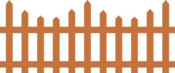 Wooden Fence Icon. Classic Garden Fencing Symbol. Simple Wooden Fence cassic picket fence that embodies simplicity and security with its clean lines and rustic charm.collection of Garden fence wooden.