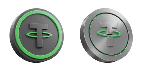 Fototapeta premium Stablecoin Icon – Tether Symbol Token – 3D PNG Graphic