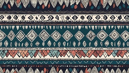 Boho Tribal Pattern with Hand-Drawn Elements