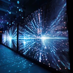 3D LED panel with a fading star grain effect, mimicking a slow celestial glow.