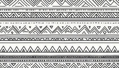 Minimal Tribal Line Art Pattern on White Background
