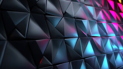 LED panel with geometric patterns and colors that shift dynamically, creating motion effects.