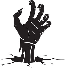 Zombie Hand Rising Silhouette Halloween Clipart