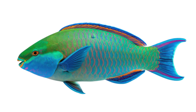 Tropical fish profile view isolated on transparent background