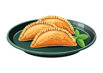 Group Delicious Empanadas Dark Plate Presentation - Vector Illustration