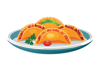 Golden Empanadas Savory Pastry Platter - Vector Illustration