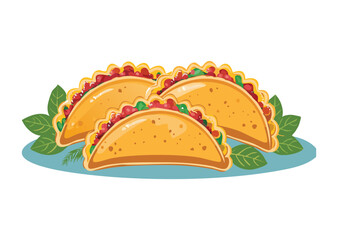 Golden Savory Pastries Appetizer Serving - Vector Illustration