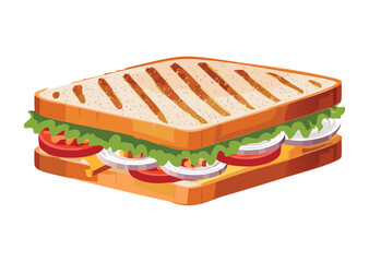 Grilled Cheese Sandwich Fresh Veggies - Vector Illustration