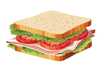 Classic Lunch Fresh Ingredient Layers - Vector Illustration