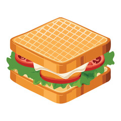 Delicious Toasted Lunch Simple Recipe - Vector Illustration