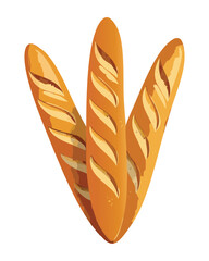 Crispy Loaves of Fresh Baked Bread - Vector Illustration
