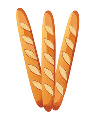 Multiple Golden Baguettes in Bread Holder - Vector Illustration