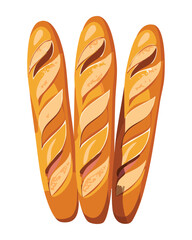 Golden Baked Baguettes in Holder - Vector Illustration
