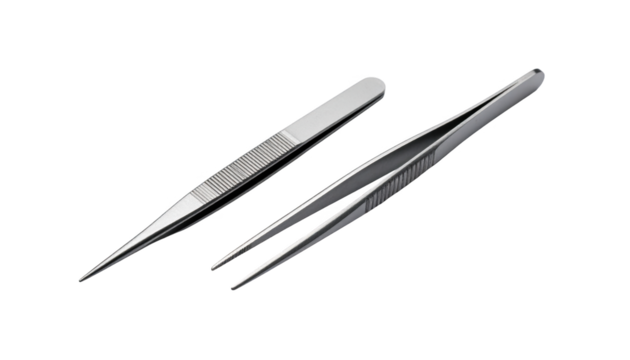 Tweezers set isolated on transparent background
