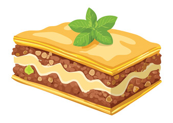 Golden Brown Lasagna Layers Ready - Vector Illustration