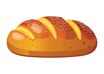 Long Bread Loaf Diagonal Scoring - Vector Illustration