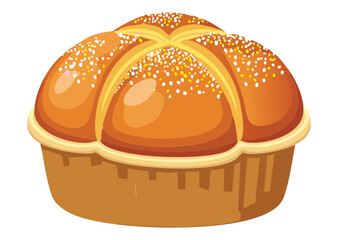 Golden Baked Loaf Grain Topping - Vector Illustration