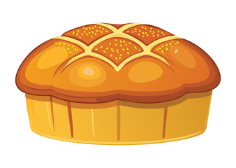 Lattice Top Round Bread Loaf - Vector Illustration
