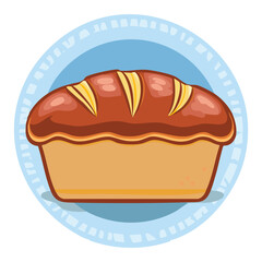 Baked Loaf in Pan Blue Border - Vector Illustration