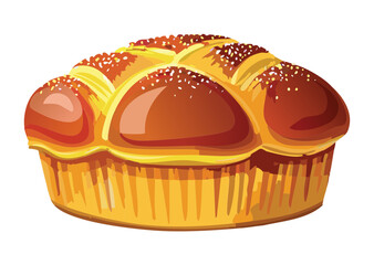  Large Seeded Round Bread Pleats - Vector Illustration