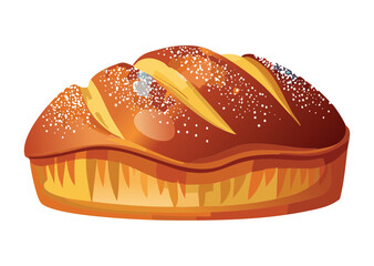 Seeded Bread Loaf with Crusty Top - Vector Illustration