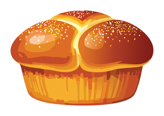 Classic Round Bread Loaf Pleated - Vector Illustration