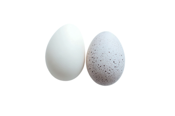 Two Eggs: White and Speckled, Isolated on Transparent PNG