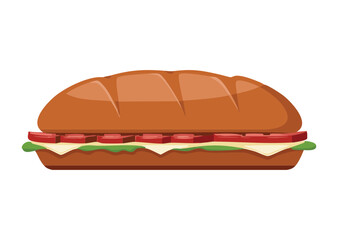 Appetizing Sandwich with Red Greens - Vector Illustration