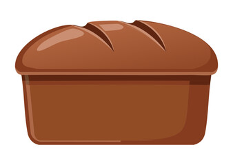Dark Brown Crusty Bread Loaf - Vector Illustration