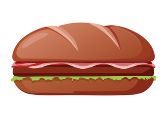 Colorful Half Sandwich with Layers - Vector Illustration