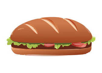 Vibrant Sandwich with Fresh Ingredients - Vector Illustration