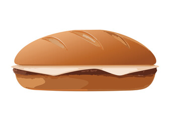 Soft Bread Sandwich with Cream Filling - Vector Illustration