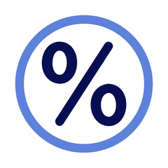 Percentage symbol icon with thick blue outline